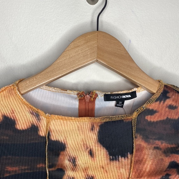 Fashion Nova Drip Splash tie dye bodysuit in rust combo size 2X - Picture 5 of 14